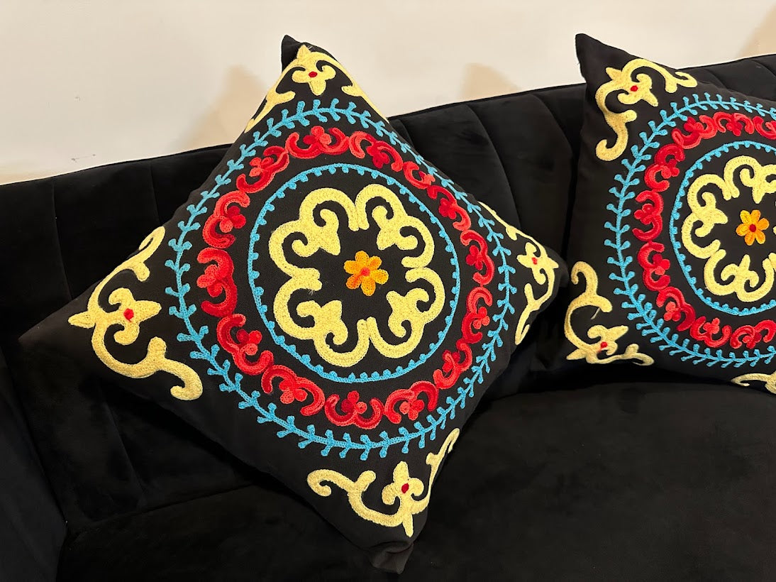 Shataj Decorative Pillow covers with beautiful machine embroidery - set of 4