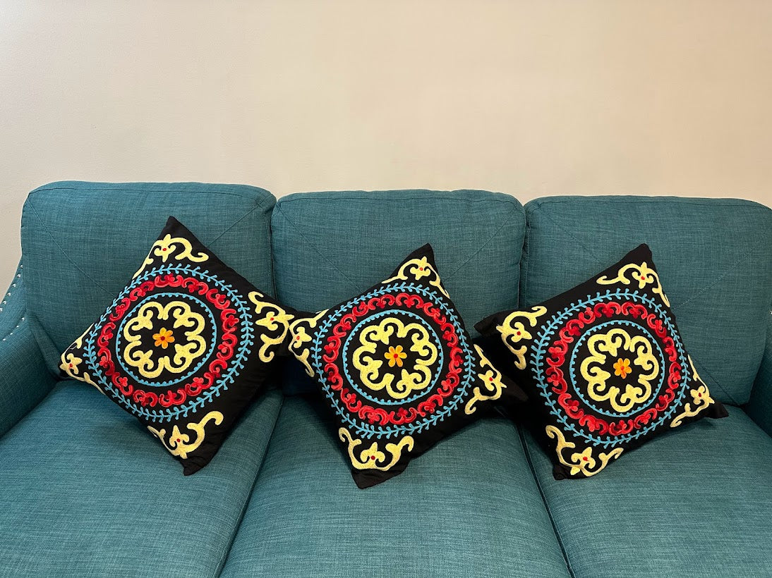 Shataj Decorative Pillow covers with beautiful machine embroidery - set of 4