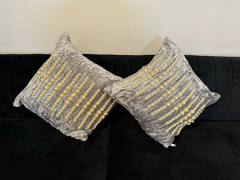 Shataj Decorative Pillow covers with beautiful beads and pearls embroidery - set of 2