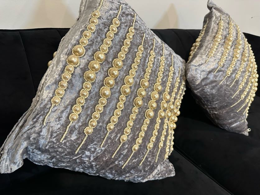 Shataj Decorative Pillow covers with beautiful beads and pearls embroidery - set of 2