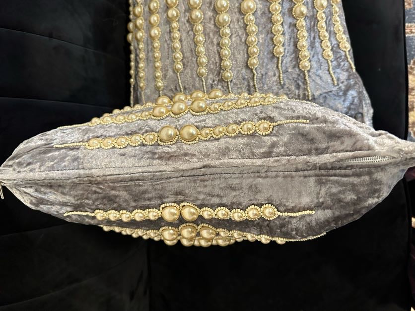 Shataj Decorative Pillow covers with beautiful beads and pearls embroidery - set of 2