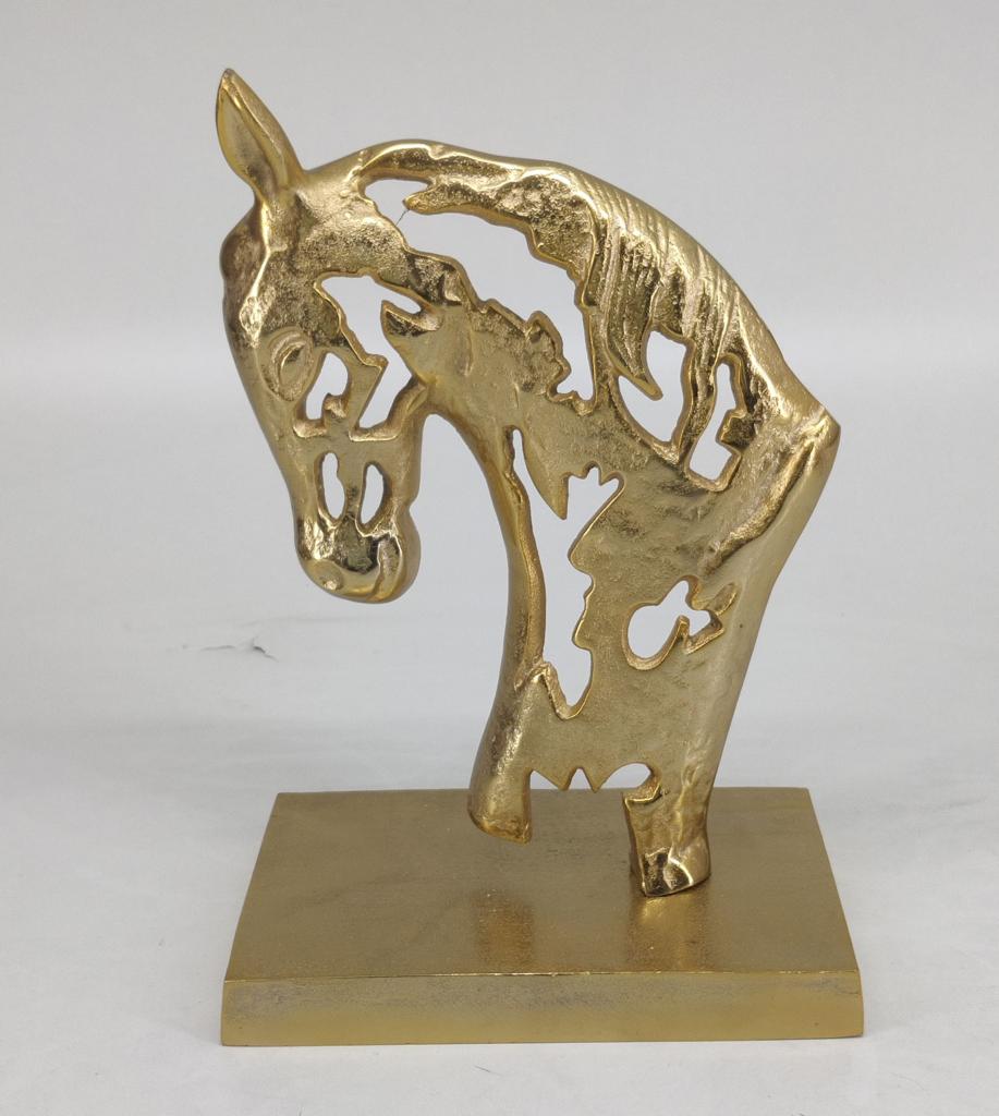 Shataj Decorative Aluminium Horse Face Sculpture in gold finish